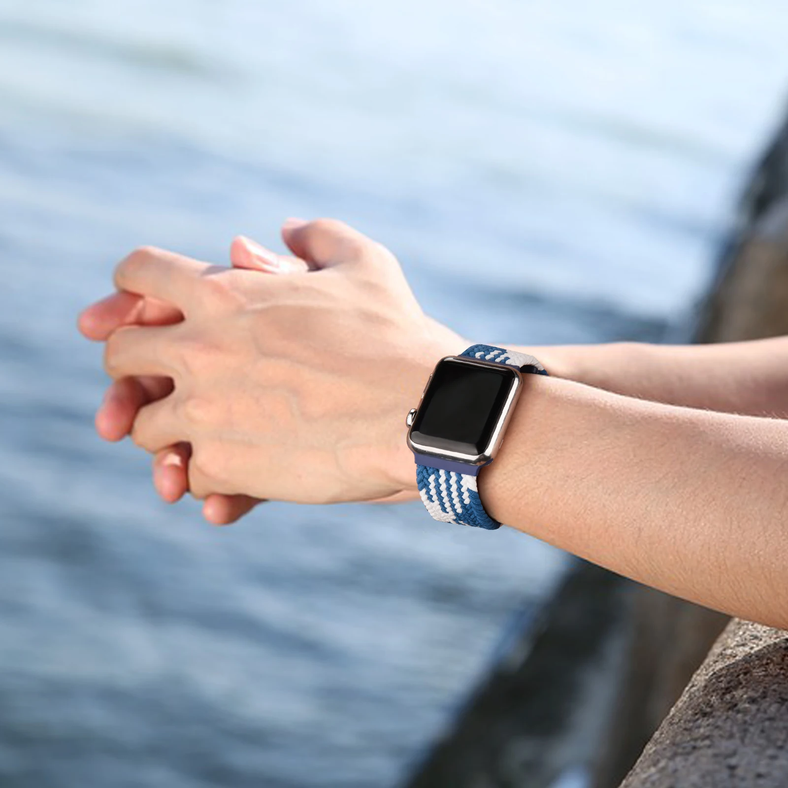 2021 Adjustable Nylon Band for Apple Watch Band 6 SE 44mm 40mm 38mm 42mm Braided solo loop Elastic Belt for Stretch iwatch-band