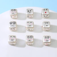 6pcs 14x14mm square cute expression beads for necklace bracelet keychain hand made funny diy jewelry making accessories hole 2mm