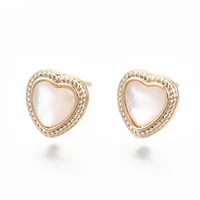 2 20pcs heart stud earring findings 925 sterling silver pins brass micro pave clear shell loop nickel free real 18k gold plated