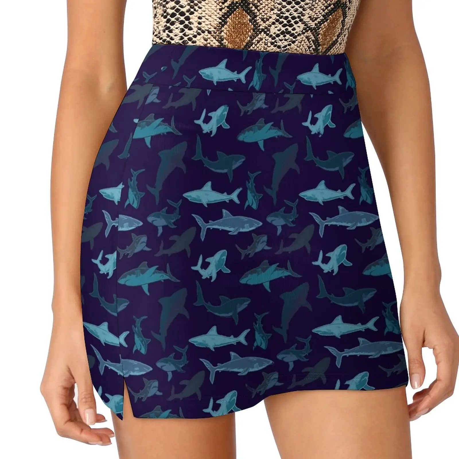 Женская камуфляжная мини-юбка с принтом Акула