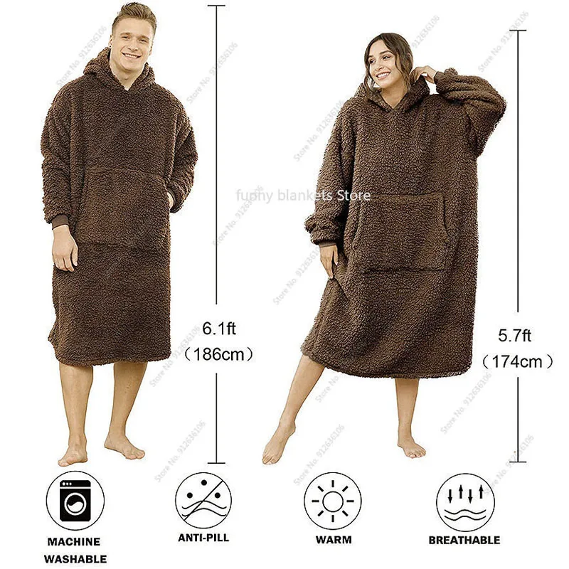 

Скандинавский носимый плед для мужчин, женщин, мужчин, унисекс, теплый толстый одеяло, свитшот, гигантское утяжеленное Флисовое одеяло, пуловер