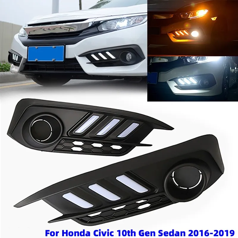 

2 шт., Автомобильные дневные фонари для Honda Civic 10 поколения Sedan 2016-2019