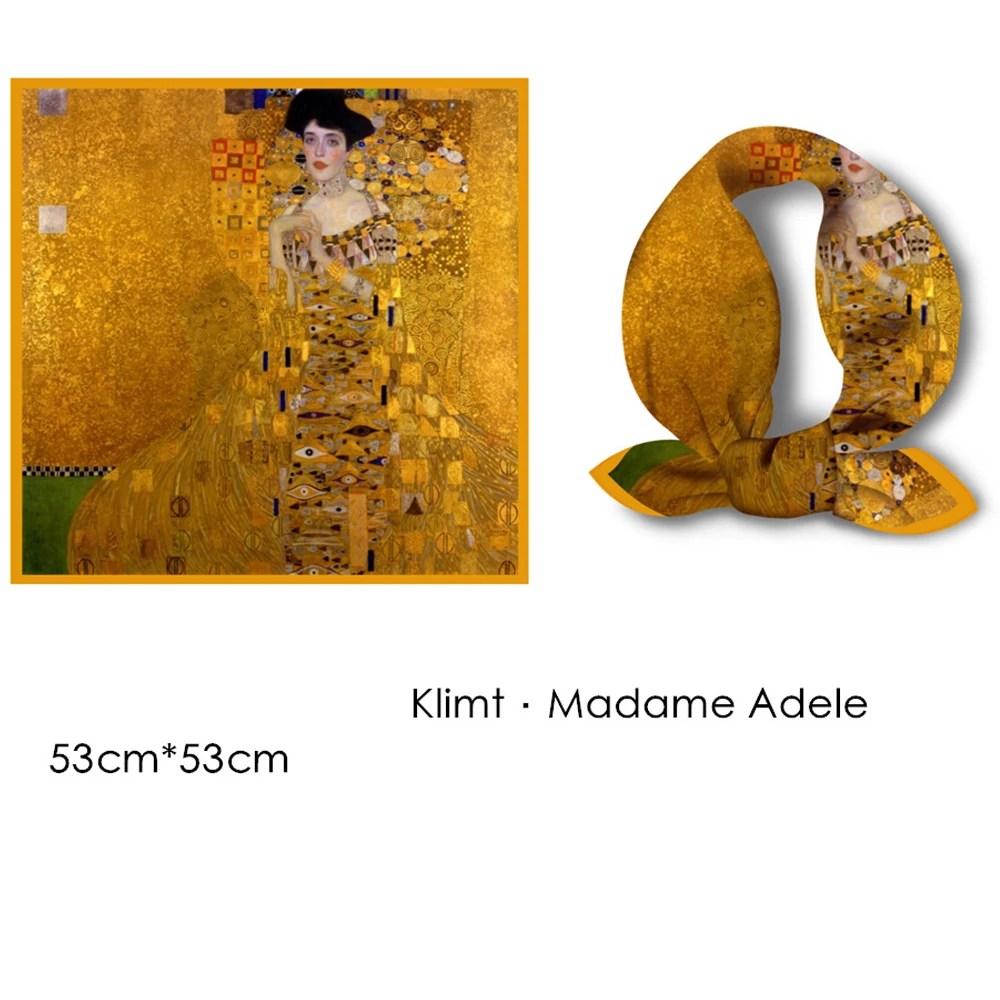 Классический женский шелковый шарф Klimt элегантный желтый Шелковый для офиса