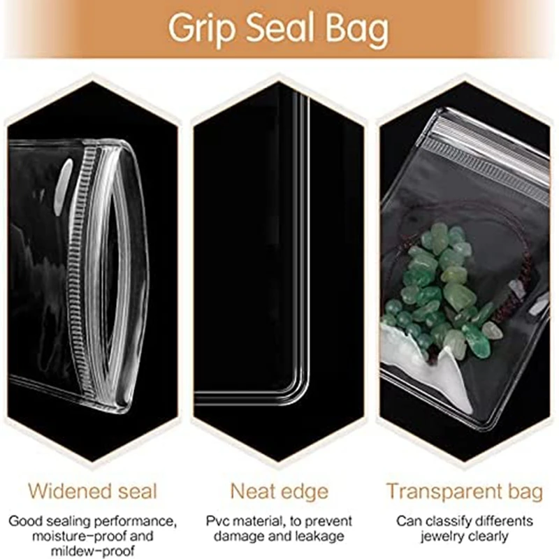 200 Pcs PVC Jewelry Bags Self Seal Jewelry Storage Bags Clear Zipper Lock Bags Sealable Jewelry Storage Bags (6 X 8Cm)