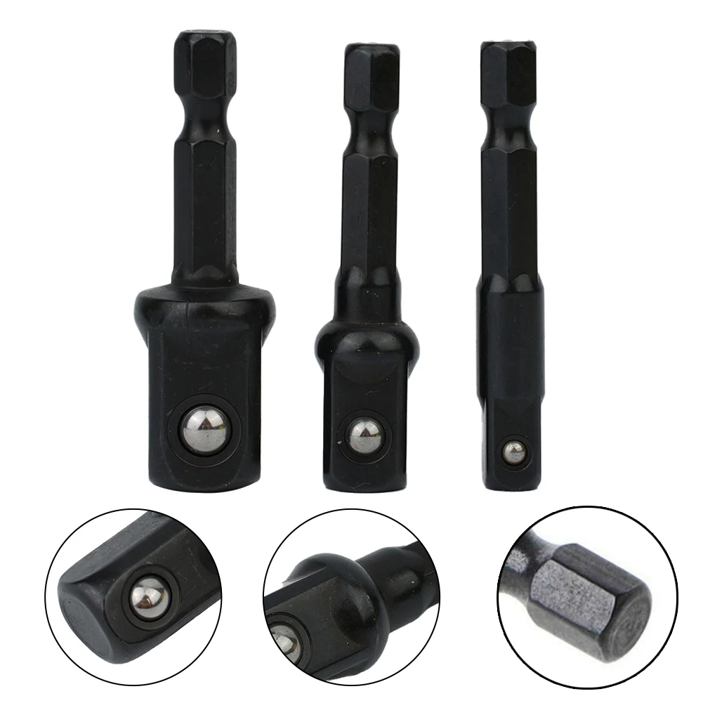 

3pcs Impact Socket Adapters Nut Driver Sockets Hex Shank Extensions For Screwdriver Handle Tool 1/4 3/8 1/2Inch