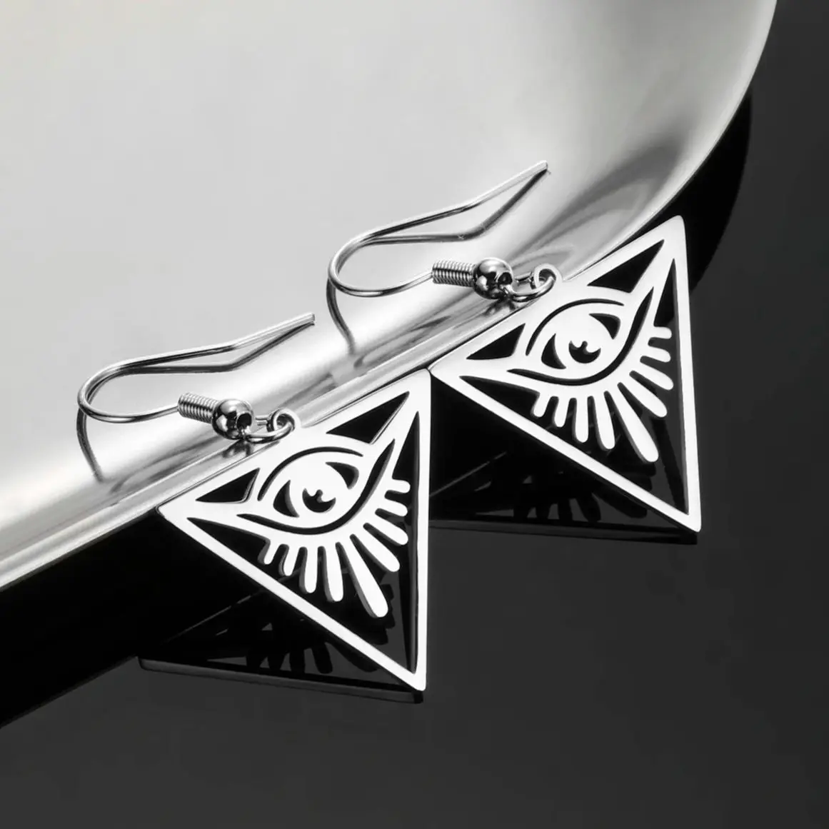 LIKGREAT Винтажные серьги с треугольным глазом Бога для женщин защитный Амулет из