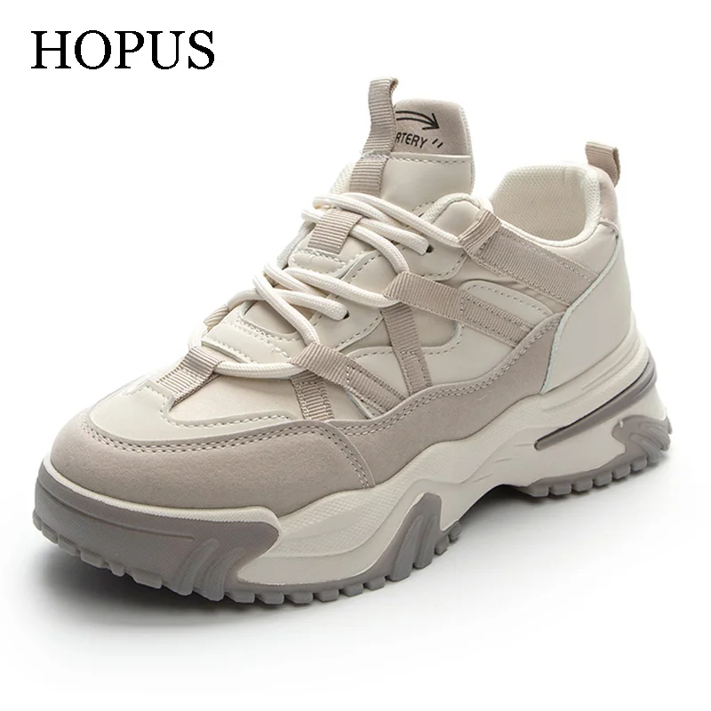 

HOPUS Women's Sneakers 2022 New Fashion Platform Shoes Comfy Breathable Retro Mixed-Color Woman Sports Shoes Casual Korean Style