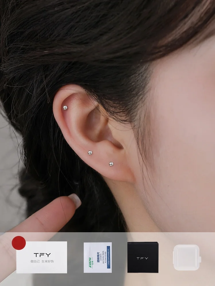 Ушные шпильки из стерлингового серебра 999 пробы двуглавая ушная палочка для