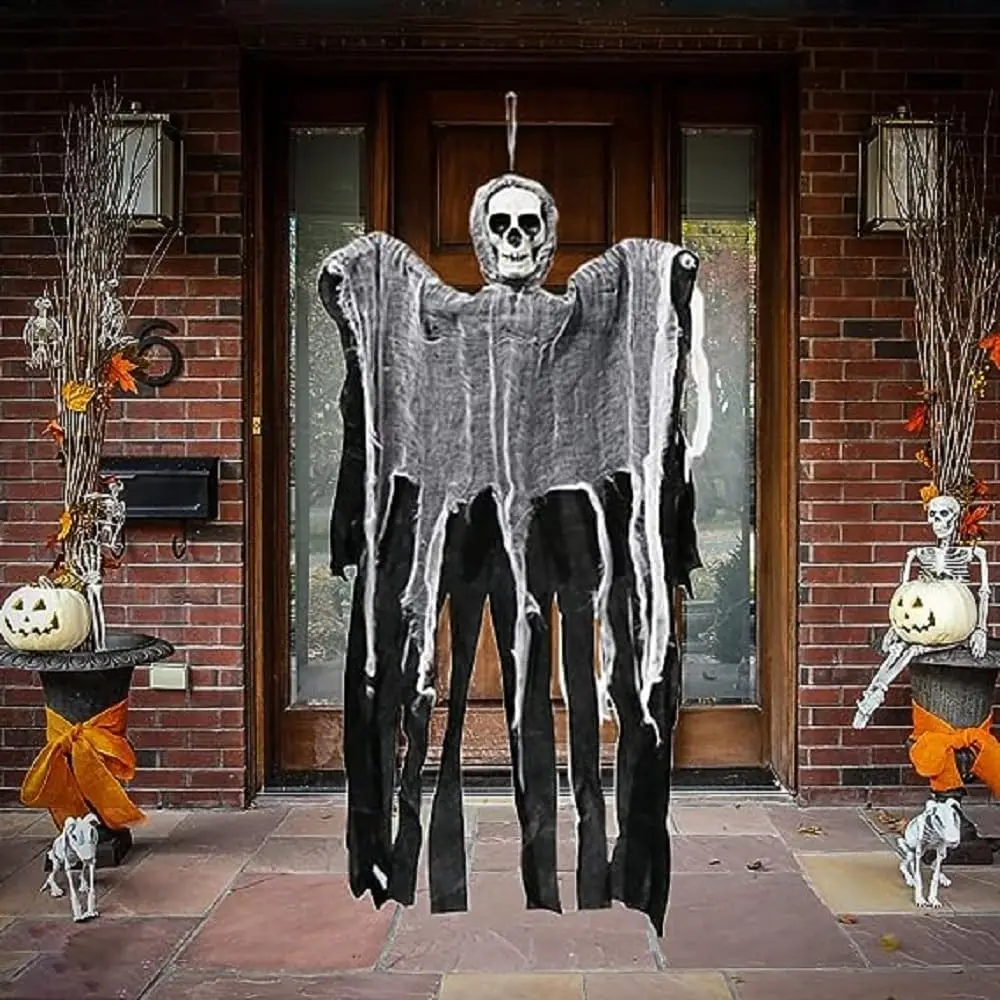 

Halloween Skull Decoration Hanging Ghost Gauze Grimace Haunted House Door Scary Prop Ghost Pendant Party Halloween Decoration