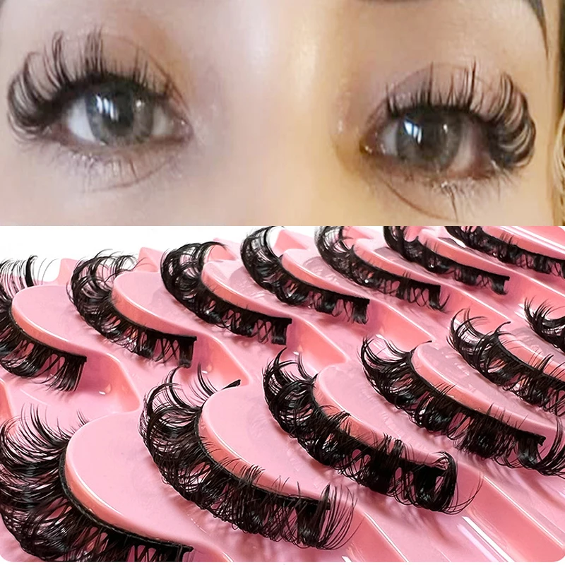 

10 Pairs Mink Lashes Russian Strip Lash Dramatic False Eyelashes Faux Cils Makeup Natural Curl Fake Eyelash Extension maquiagem