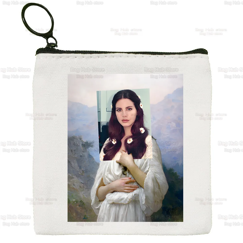Lana Del Rey Singer Fans Just for Life Canvas Bag Pure White Bag, Zipper Bag Coin Bag Coin Bag Clutch Bag