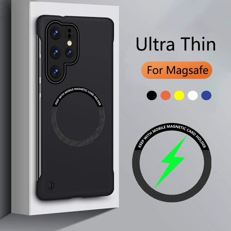 Безрамочный Магнитный чехол Для Magsafe для беспроводной зарядки Samsung S24 S23 S22 S21 S20 Plus