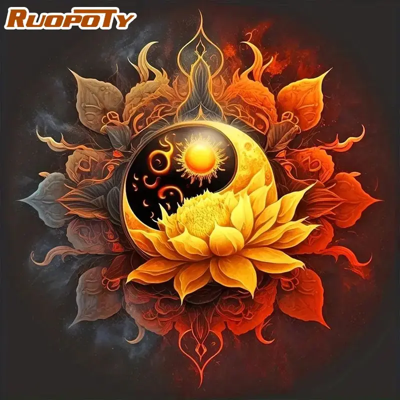 

RUOPOTY Diamond Painting Abstract Flower Diamond Embroidery Mosaic Cross Stitch Kit Decoration Home