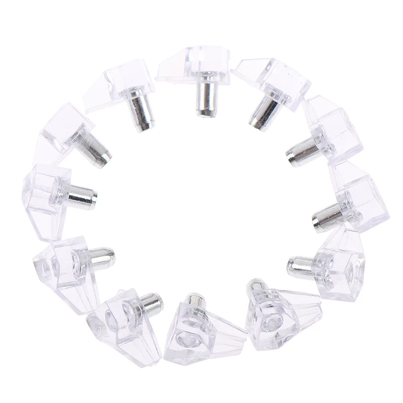 

12Pcs Clear Shelf Peg Support Plug in Stud Steel Pin Cabinet Cupboard 5mm Hole