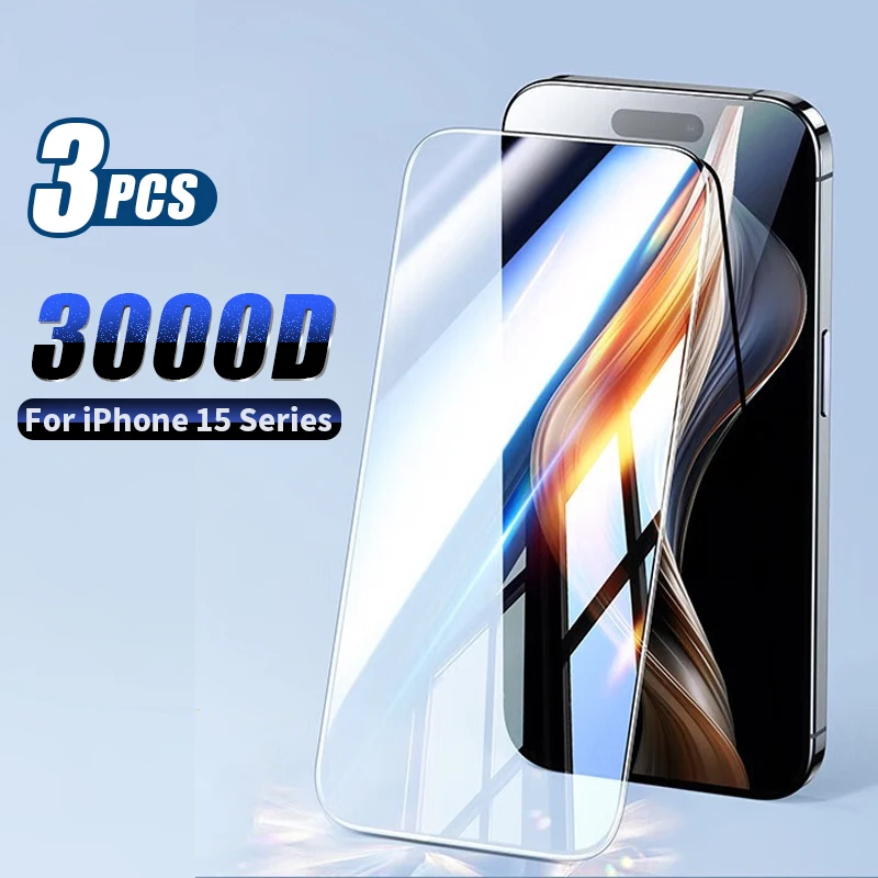 

3PCS High End Tempered Glass For iPhone 15 14 13 12 11 Pro Max 15 Plus Screen Protector On for iphone 15 Pro Max Protective Film
