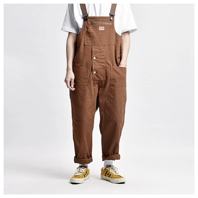 

Men's 2023 Fashion Multi-pocket Cargo Jeans Jumpsuits High Street Bib Overalls Youth Boys Tooling Trousers Suspender Denim Pants
