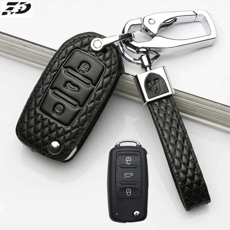 Чехол для автомобильного ключа из натуральной кожи Volkswagen polo passat golf 5 6 tiguan Gol CrossFox