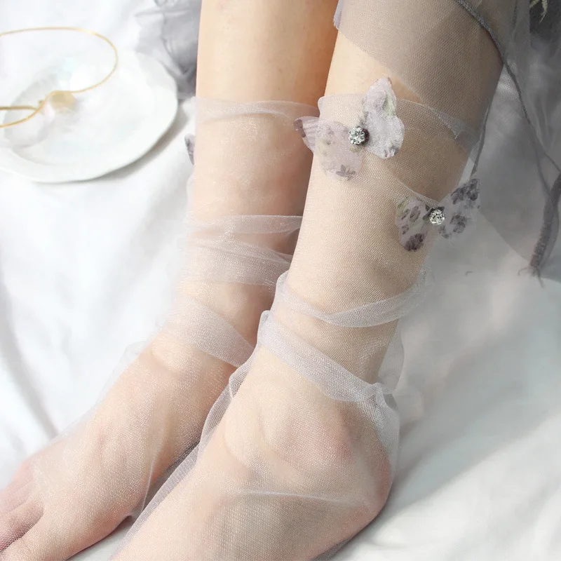 

Beautiful Double Layer Butterfly Socks for Spring and Summer Long Socks High Stockings for Women