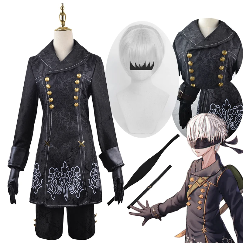 

Костюм для косплея из аниме NieR Automata 9S, одежда YoRHa No. 9 типа S, Униформа, парик, костюм на Хэллоуин, мужские костюмы