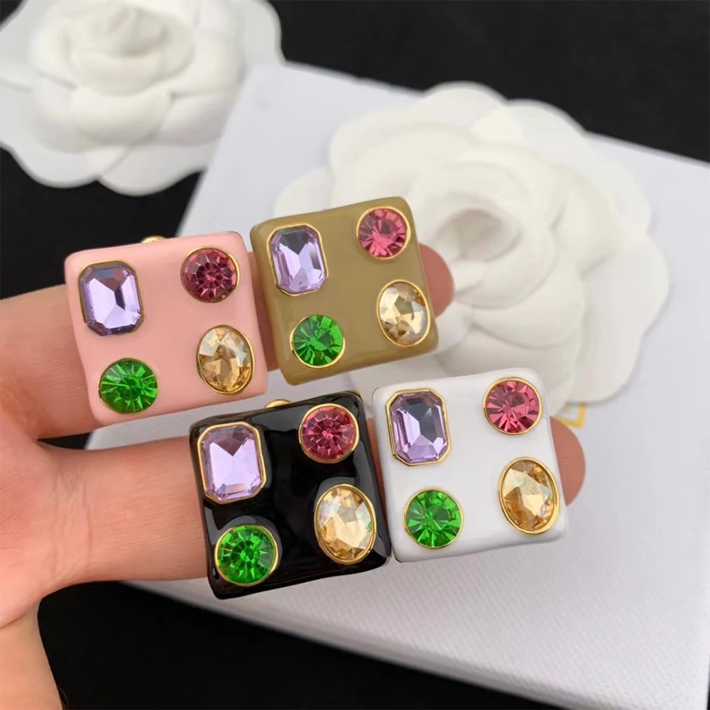 

Vintage Temperament Drop Glaze Inlaid Colorful Diamond earrings for women's Girl Gift Party Jewelry wholesale
