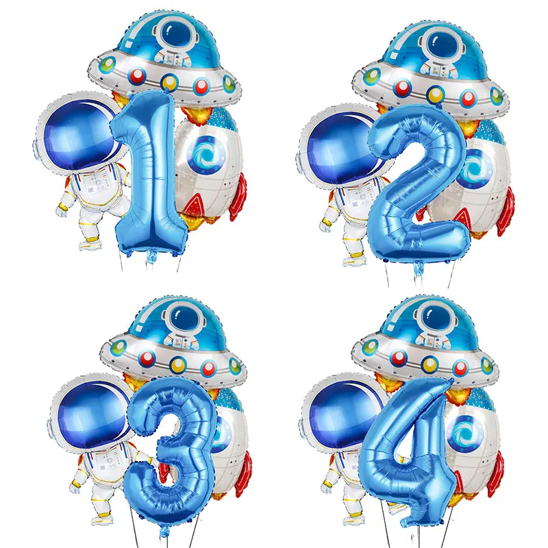 

New 4D Astronaut Balloons Rocket Outer Space Spaceship Foil Baloons For Birthday Party Decorations Galaxy Theme Boy Kids Globos