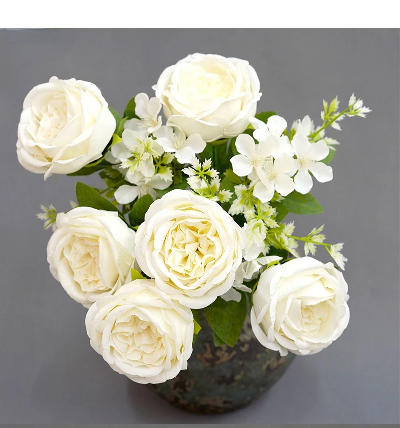 Искусственные пионы букет украшение для гостиниц торговых центров фиолетовый