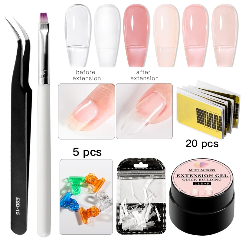 

Nail Gel Extension Kits Nail Extensions Gel Silk Fiberglass UV Builder Nail Art Forms French Tips Brush Tools Manicure Nail Set