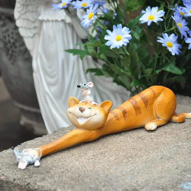 Страна идиллическая забавная котенок мышь сад терраса сочная сцена украшения