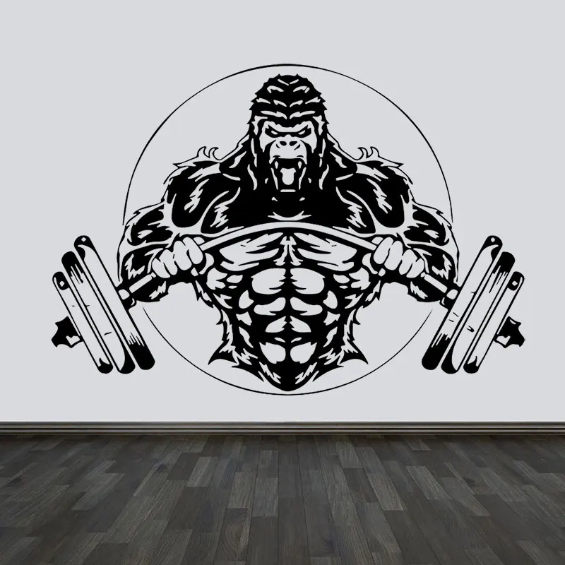 

Gym Sign Fitness Studio Gorilla Vinyl Decal Wall Sticker Bodybuilder Coach Sport Muscles Interior Art Decor Wallpaper