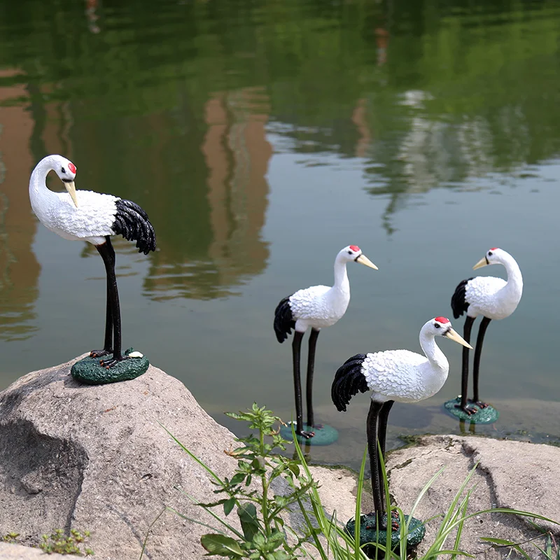 Garden decoration garden decoration outdoor rockery animal decoration simulation crane decoration Red Crowned Crane decoration