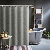 shower curtain thick grey bath courtain imitation linen fabric waterproof bath curtains for bathroom bathtub large wide modern b