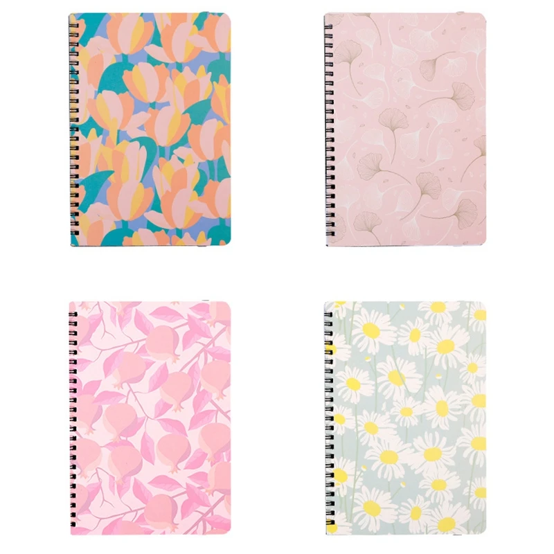 

4 PCS Notebooks A5 Spiral Coil Notebook 80 Sheets (160 Pages) Lined Paper Note Books for Work Office School Home