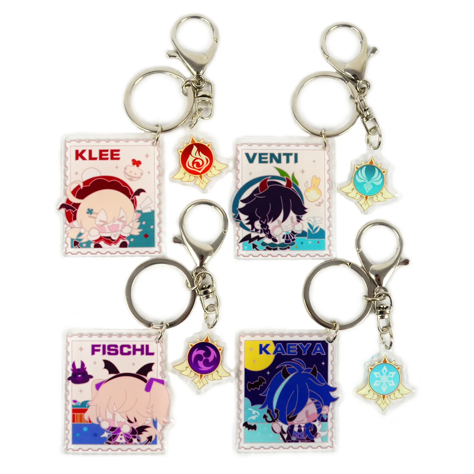 

Hot Game Genshin Impact Keychains Tear Film On Both Sides Of Acrylic Key Chain Klee Venti Fischl Kaeya Figure Keyring
