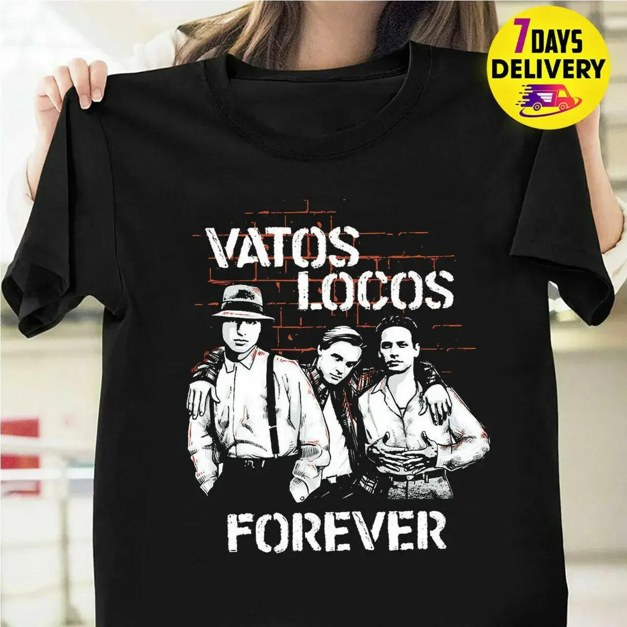 Фото Футболка Blood In Blood Out Vatos Locos Forever, черная, размер S-3XL, 2019, футболки унисекс №1