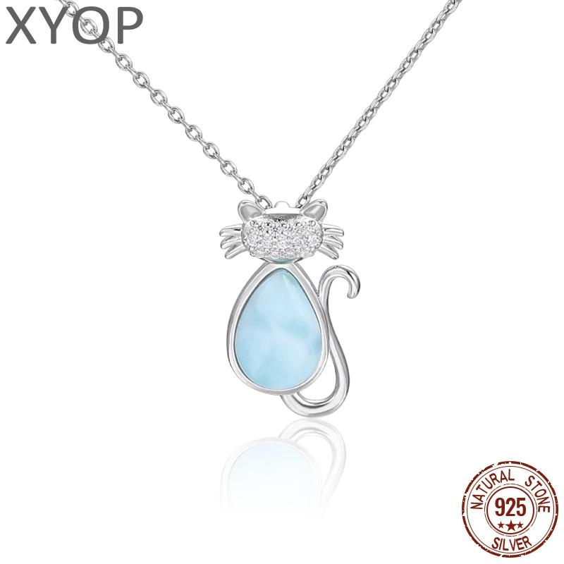 

XYOP 2023 Jewelry 925 Silver Larimar Pendant Contrast Level Monotonous