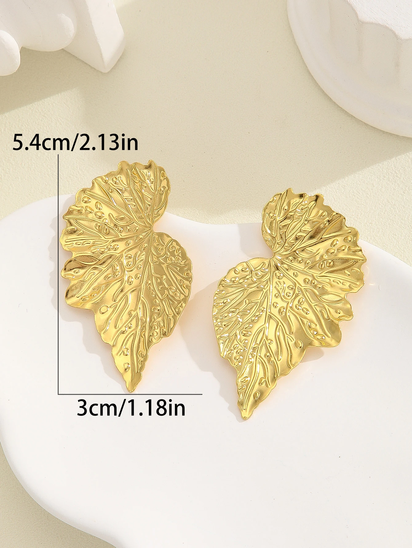 Комплект женских винтажных украшений в виде листьев позолоченные серьги