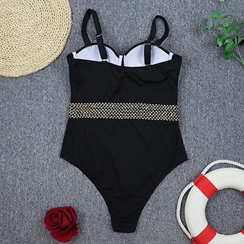 Sexy One Piece Swimsuit Women Solid Swimwear Bodysuit Swimsuit Push Up Monokini Bathing Suit Summer Beachwear Black 2022 New