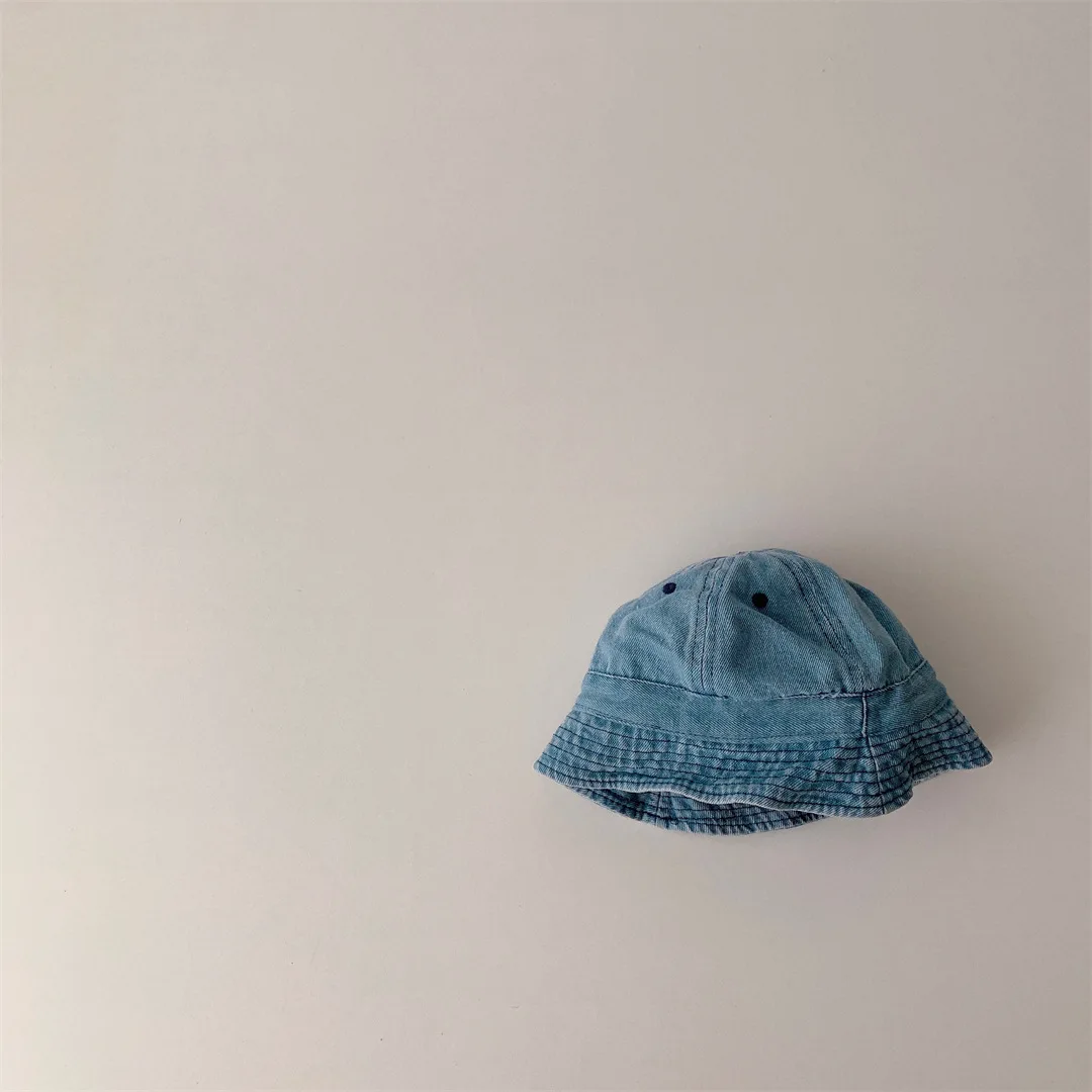 Korea Baby Bucket Hat Vintage Denim Kids Hats Summer Sun Hats 2022 Children Fisherman Caps For Girls Boys Baby Accessories