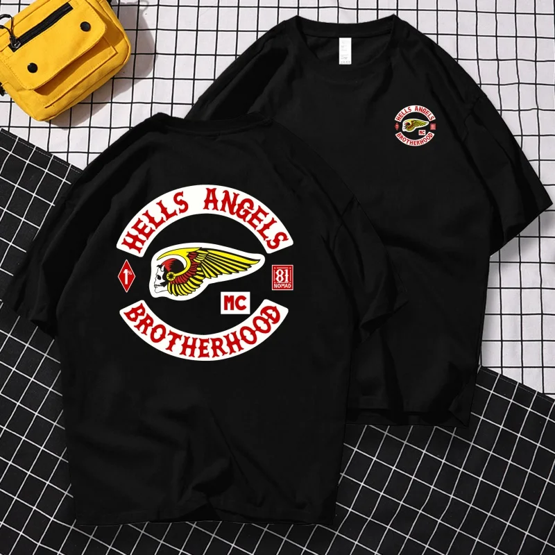 

Men's pure cotton summer T-shirt Casual T-shirt Respzed Hells Angels brotherhood Motorcycle club economy man S-3XL graphic