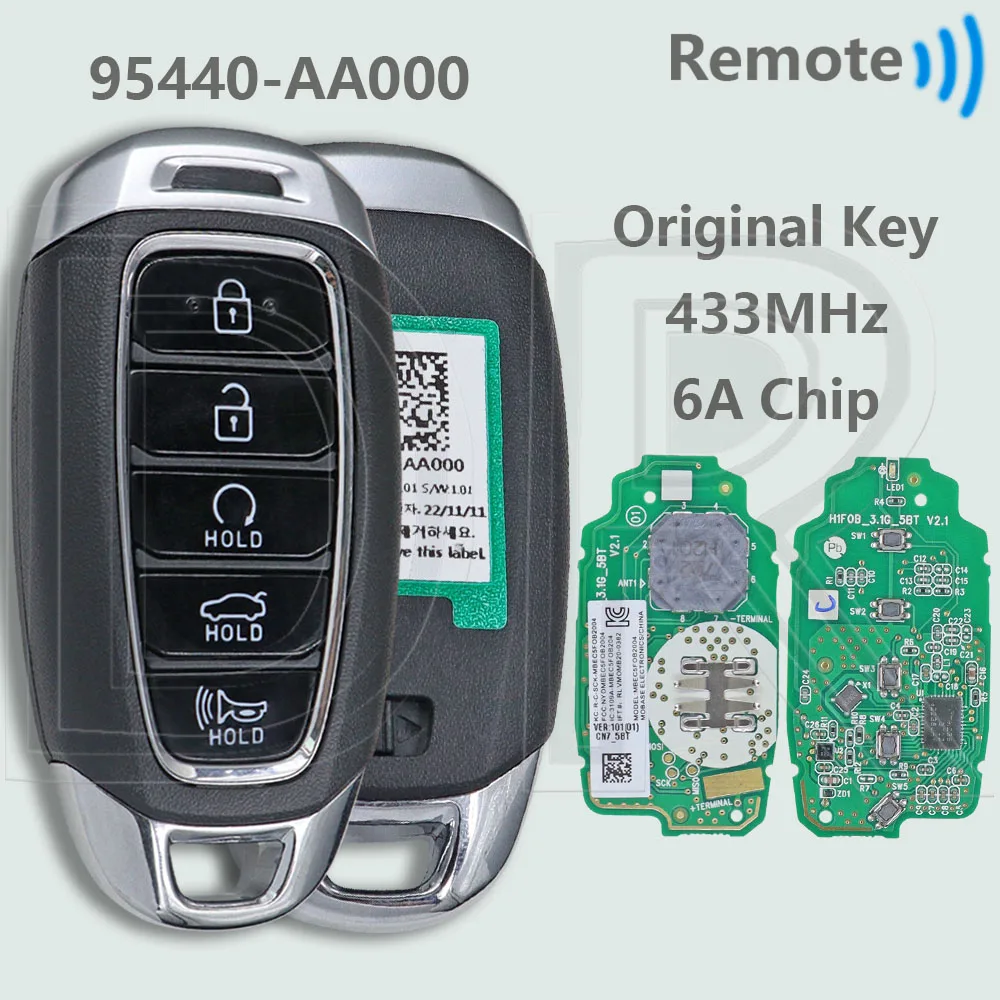 

DR 94550-AA000 6A чип 433,92 МГц OEM/Aftermarekt бесконтактный автомобильный дистанционный ключ для Hyundai Elantra Avante CN7 2021 2022 2023