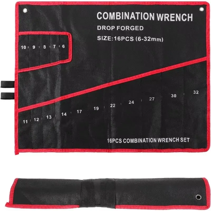 

Черная холщовая сумка для инструментов с красной строчкой