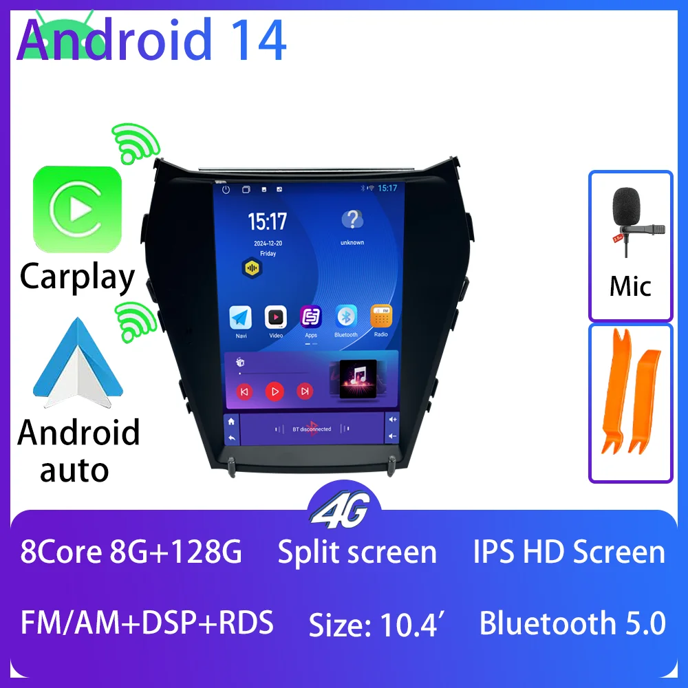 

Android15 Автомобильный радиоприемник Мультимедийный вертикальный экран для Hyundai Santa Fe IX45 2012-2019 2Din Tesla Экран Автомобильная стереосистема GPS Автора Радио FM