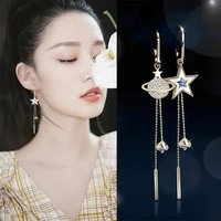 star moon earrings female fashion korean style temperament face thin earrings long style earrings drop earrings tassel earrings