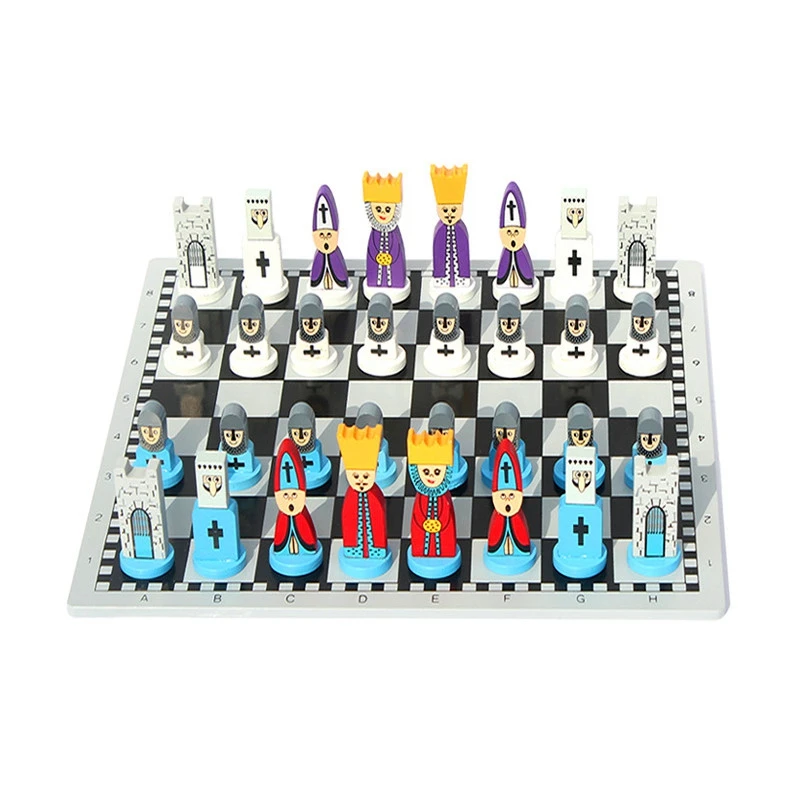 

Набор деревянных шахматных фигур для детей, шахматы из массива дерева