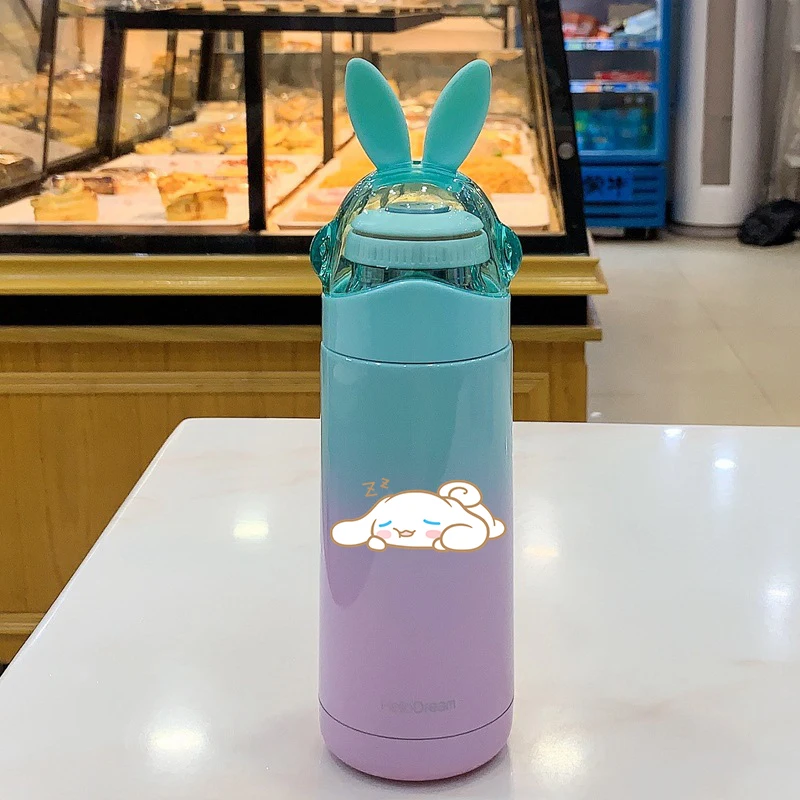 

Cute Cinnamoroll Gradient Color Rabbit Ears Cartoon Thermos Cup Kawaii Anime Sanrio Ins Women's Water Cup Student Girl Drink Mug