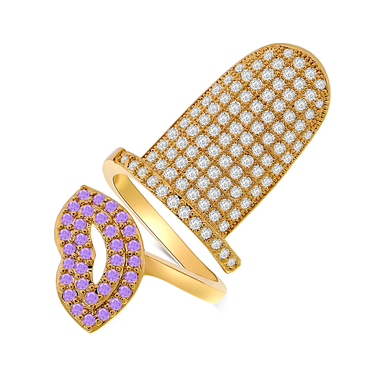 Высокое качество чистого золота с инкрустацией цирконом в стиле хип-хоп кольцо