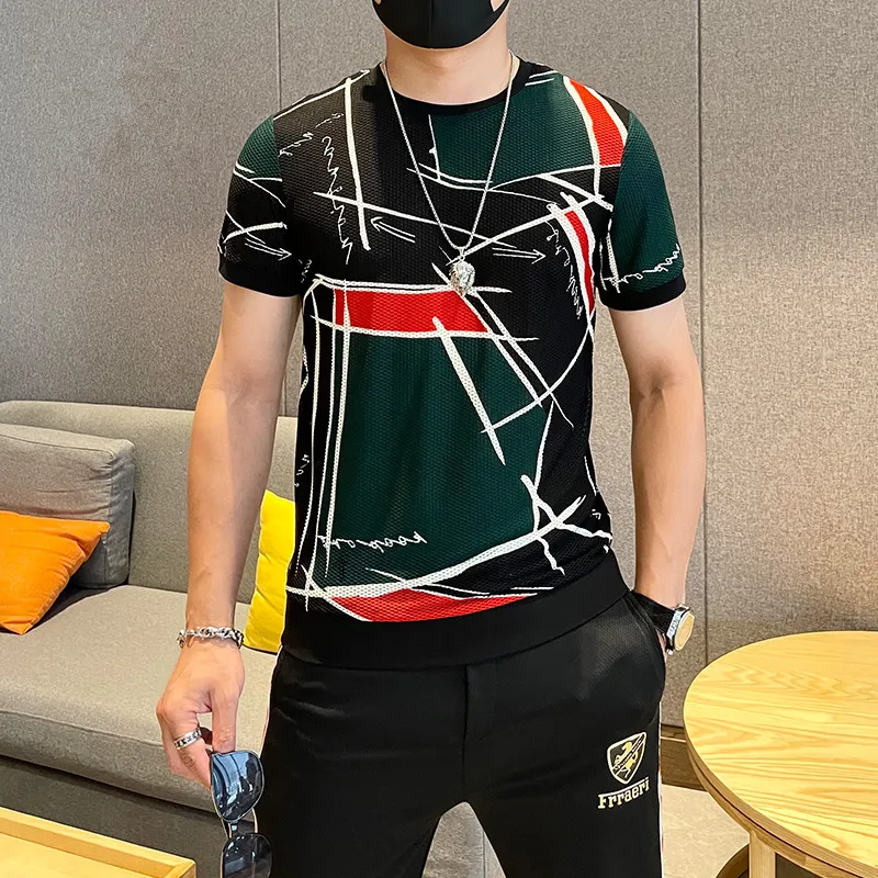 

2022 Summer Short Sleeve T Shirt Men Fashion Breathable Man Tops Tees Streetwear Casual T-Shirt Men Clothing Plus Size S-4XL