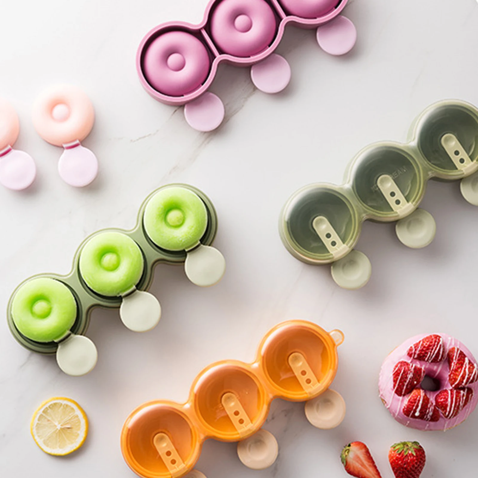 

Donut Ice Cream Mold Food Grade Silicone Children's Homemade Ice Cream Popsicle