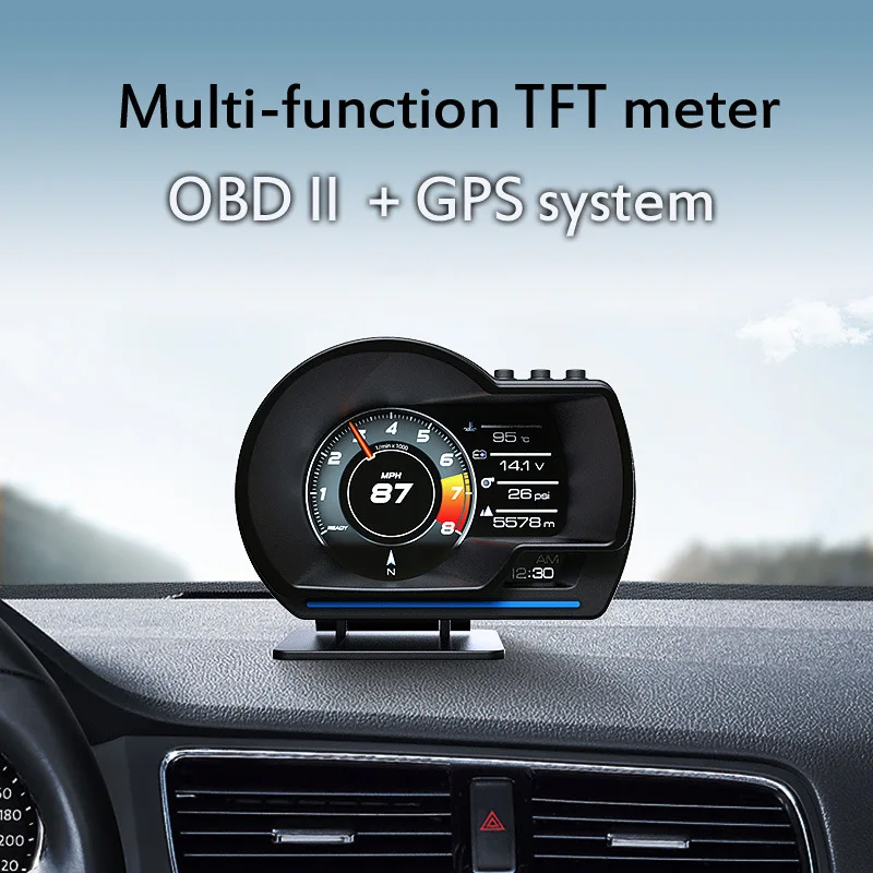 

a500 automotive obd multi-function LCD instrument p6 modified head-up monitor speed water temperature turbo