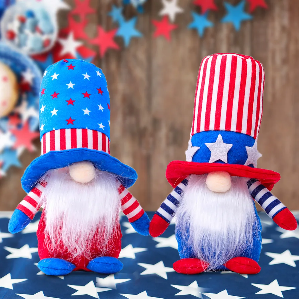

American Flag Gnome Doll Independence Day Pentagram Dwarf Doll Faceless Doll Plush Toy Home Decoration